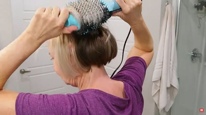 how to style short hair over 50 for youthful volume lift, Sectioning and blow drying hair