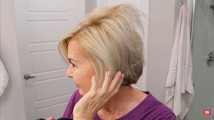 how to style short hair over 50 for youthful volume lift, Gently laying down the hair
