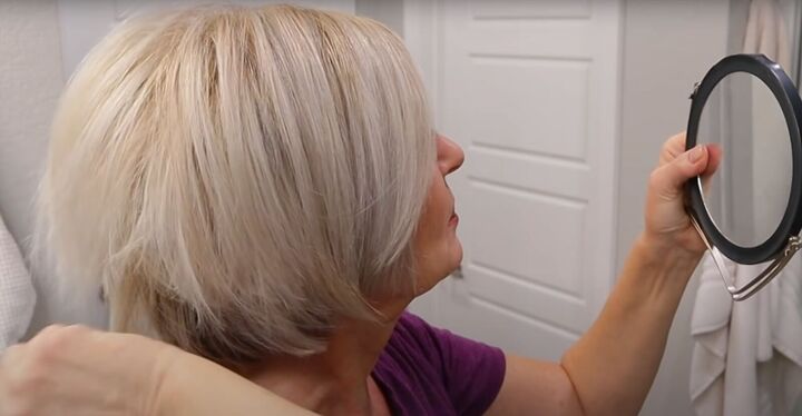 how to style short hair over 50 for youthful volume lift, Checking the back of hair