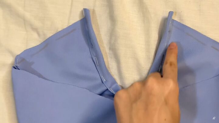 how to cut and sew a bodycon dress with a sexy keyhole halter tie, Sewing the tunnel for the straps