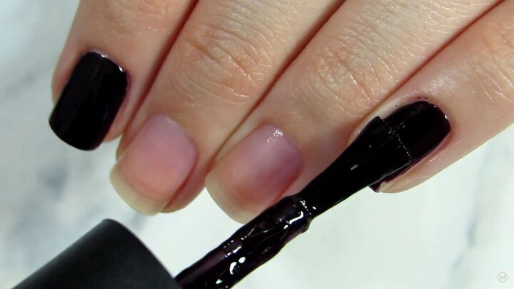 super easy stud nail art designs you can try at home, Applying black nail polish