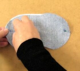how to make a diy sleep mask out of old jeans in just 10 minutes, Pinning the edges of the sleep mask