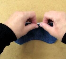 how to make a diy sleep mask out of old jeans in just 10 minutes, Turning the fabric of the sleep mask
