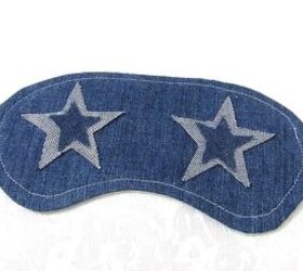 how to make a diy sleep mask out of old jeans in just 10 minutes, DIY sleep mask with star denim patches
