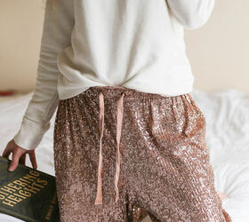 sequin pants for holiday lounging