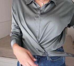 silk shirt outfit ideas 7 ways to style tuck tie your button down, Brining the shirt end through a belt loop