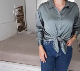 silk shirt outfit ideas 7 ways to style tuck tie your button down, How to tie a button down shirt