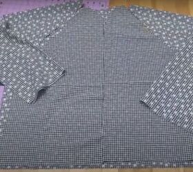 how to make a cute custom raincoat from an old coat gingham fabric, Tracing the sleeves for the raincoat