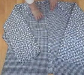 how to make a cute custom raincoat from an old coat gingham fabric, Sewing the gingham fabric pieces together