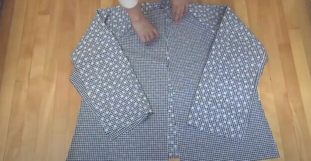 how to make a cute custom raincoat from an old coat gingham fabric, Sewing the gingham fabric pieces together