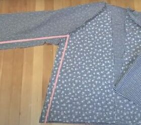 how to make a cute custom raincoat from an old coat gingham fabric, Sewing the side seams of the raincoat