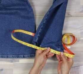jeans too long here s how to hem flared jeans keep the original hem, Measuring the hem difference