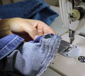 jeans too long here s how to hem flared jeans keep the original hem, Sewing the flared jeans