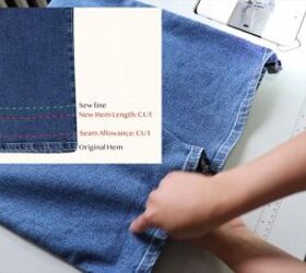 jeans too long here s how to hem flared jeans keep the original hem, Sewing the new hem for the flared jeans