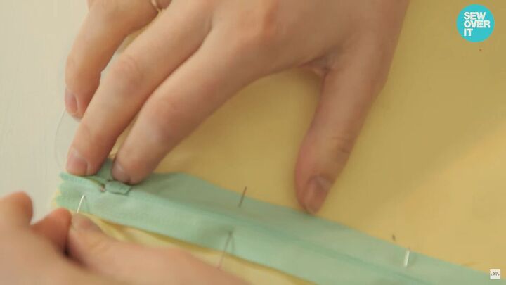 how to sew a zipper a detailed beginner s tutorial to the perfect zip, Pinning the zipper onto the fabric