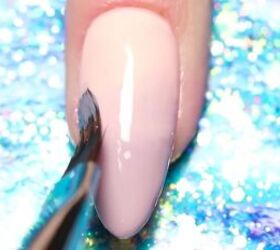 3 elegant marble nail ideas that are easy to create at home, Applying a clear top coat over the gradient