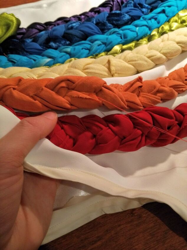 rainbow costume diy, Hand sew colours on the rainbow
