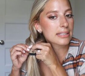 how to do a faux fishtail braid a quick easy faux fishtail hack, Creating a hole on one side of the braid
