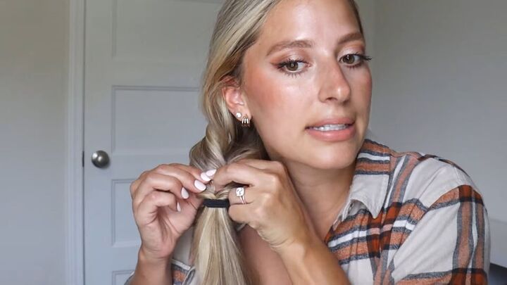 how to do a faux fishtail braid a quick easy faux fishtail hack, Creating a hole on one side of the braid
