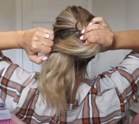 how to do a faux fishtail braid a quick easy faux fishtail hack, Tying hair in a ponytail