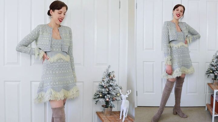 4 classic feminine cute christmas outfits for women, Cute Christmas outfit with Fair Isle print