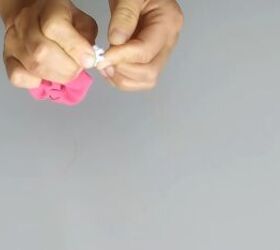 how to sew hair scrunchies quick easy scrap fabric project, Tying the elastic in a knot