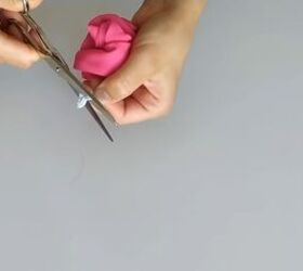 how to sew hair scrunchies quick easy scrap fabric project, Cutting the end of the elastic