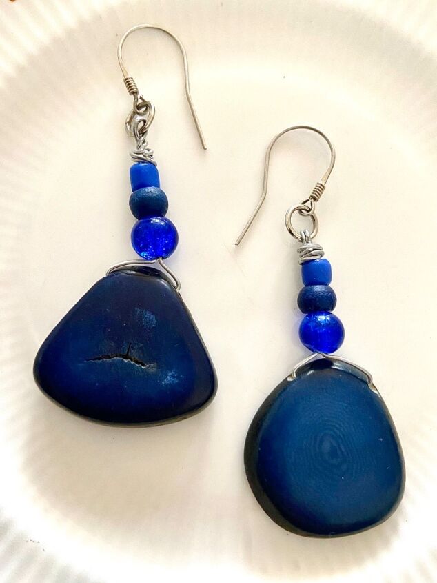 how to make some gorgeous eco friendly recycled bead earrings, Tagua nuts