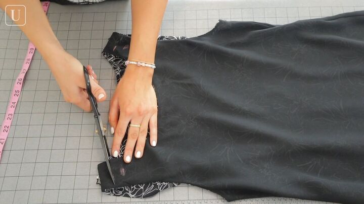 how to turn a summer dress into a fall dress in 8 simple steps, Cutting the excess fabric from the shoulders