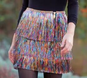 need a unique holiday outfit make this festive diy tinsel skirt, Christmas tinsel skirt