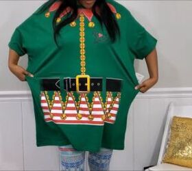 how to make an easy diy elf costume using a novelty christmas t shirt, Extra large elf t shirt