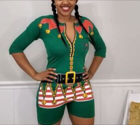 how to make an easy diy elf costume using a novelty christmas t shirt, DIY elf costume
