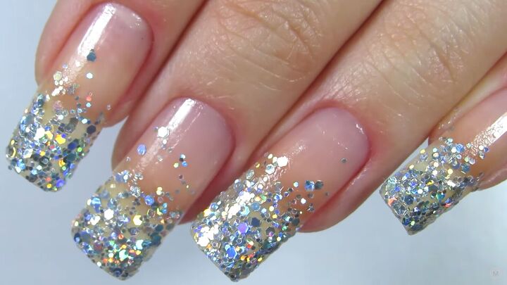 how to rock magical glitter snowflake nails this festive season, Glitter nail polish on the tips