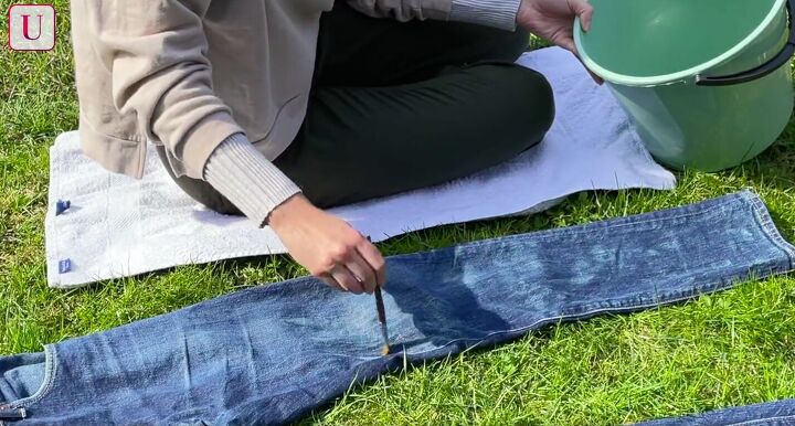 how to customize your jeans 3 different ways for a totally unique look, Painting bleach onto jeans