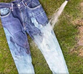 how to customize your jeans 3 different ways for a totally unique look, Rinsing the bleach off the jeans