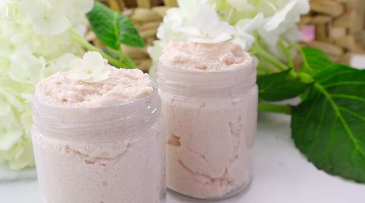 try this easy homemade whipped body scrub recipe with rose fragrance, Homemade whipped body scrub recipe