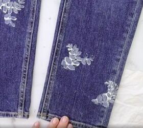 looking to update your denim here s how to paint jeans with stamps, Aesthetic painted jeans