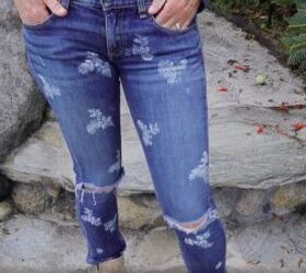 looking to update your denim here s how to paint jeans with stamps, How to paint jeans with stamps