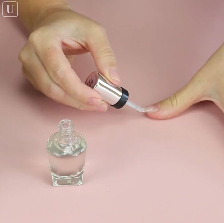 try these easy home manicure hacks to keep nails healthy shiny, Applying clear nail polish to nails