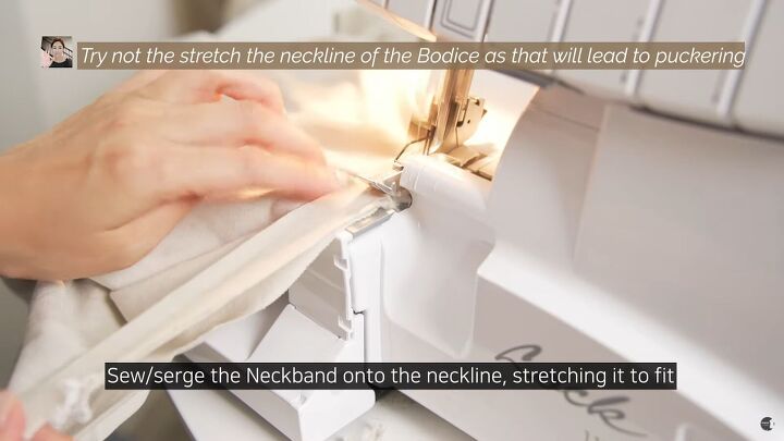 how to sew a t shirt a detailed look at finishing a t shirt neckline, Sewing the neckband to the bodice