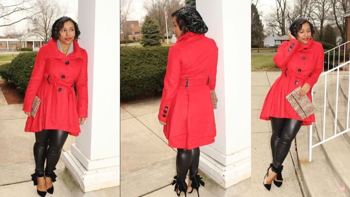 5 cute red christmas outfits that make a bold holiday statement, Red Christmas outfit with a red coat