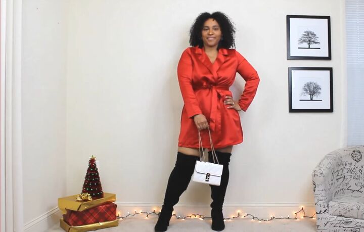 4 more stylish red christmas outfits for the festive season, Silky red dress Christmas outfit
