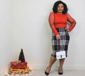 5 festive christmas skirt outfits that are perfect for the holidays, Plaid skirt outfit for Christmas