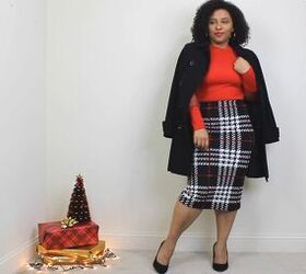 5 festive christmas skirt outfits that are perfect for the holidays, Pencil skirt outfit for a Christmas party