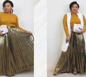5 festive christmas skirt outfits that are perfect for the holidays, Maxi skirt Christmas outfit