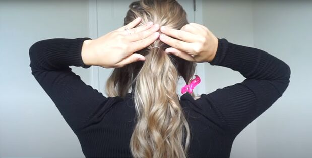 2 cute easy christmas updos for long hair you can try at home, Dividing hair into sections