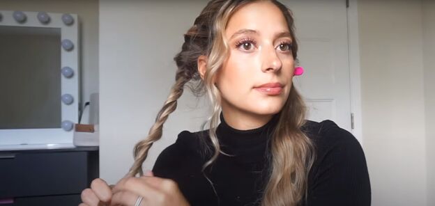 2 cute easy christmas updos for long hair you can try at home, Twisting the side section of hair