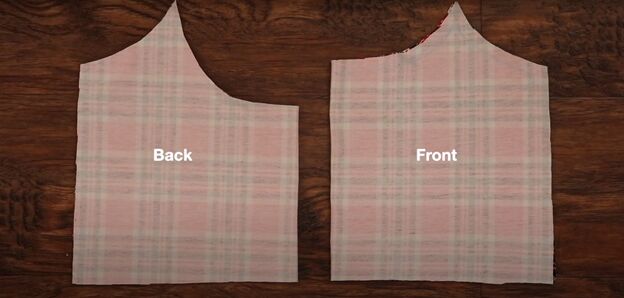 how to make a festive diy plaid christmas dress for the holidays, Cutting the neckline of the back lower