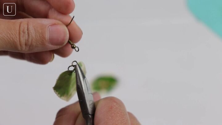 2 easy ways to make cute resin leaf earrings at home, Attaching hook fastenings to the earrings
