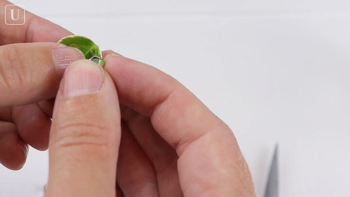 2 easy ways to make cute resin leaf earrings at home, Pushing a stud through the leaf